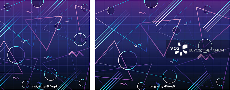 80年代几何背景扁平风格设计图片素材