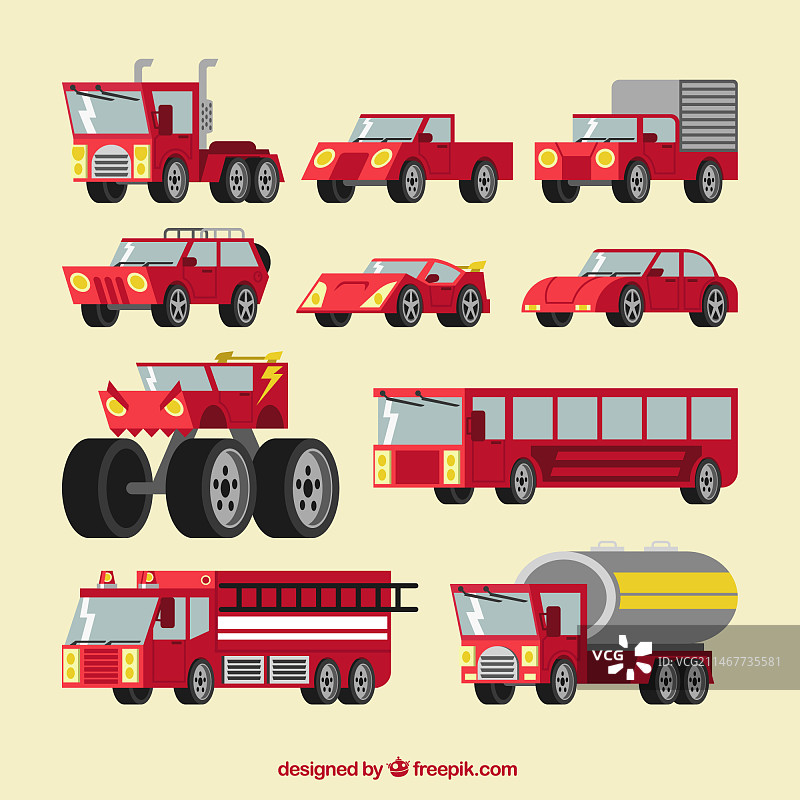 红色交通工具合集图片素材