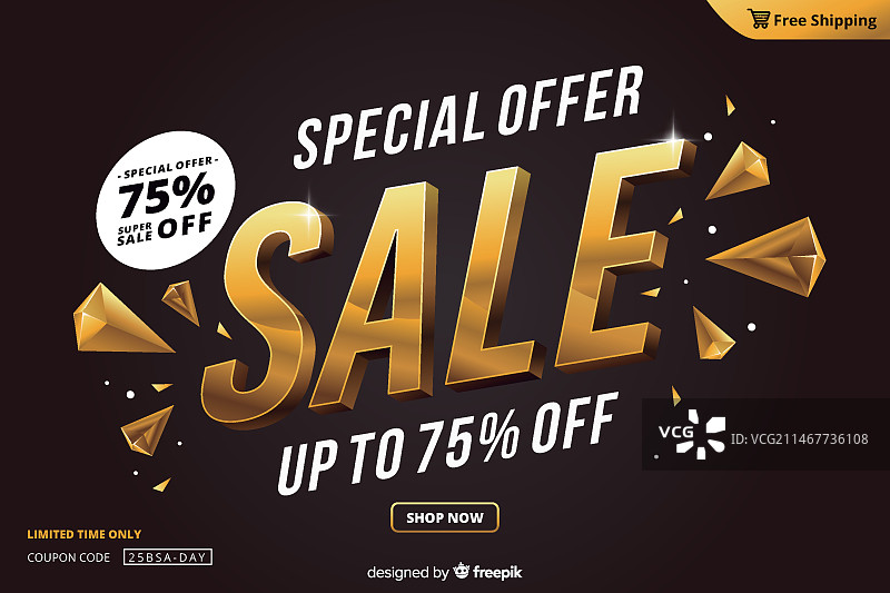 金色奢华风格的销售banner图片素材