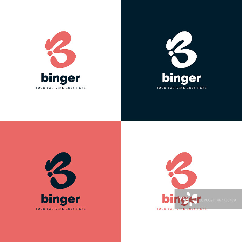 扁平风格字母B标志模板集图片素材