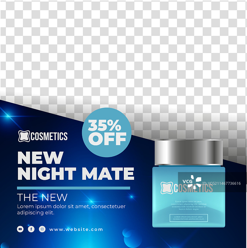 美容面部化妆品宣传单方形模板图片素材