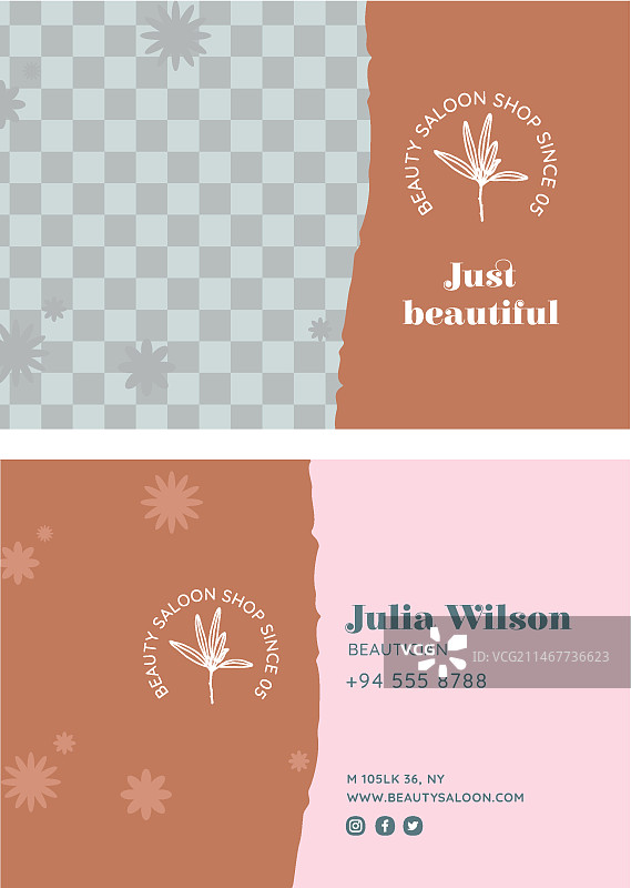 美容健康沙龙名片图片素材