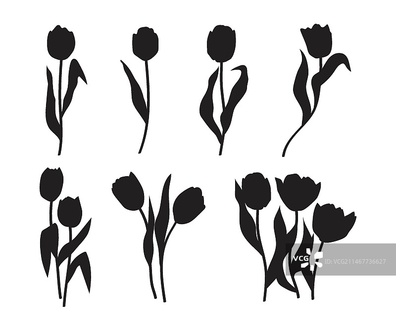 扁平风格花朵剪影合集图片素材