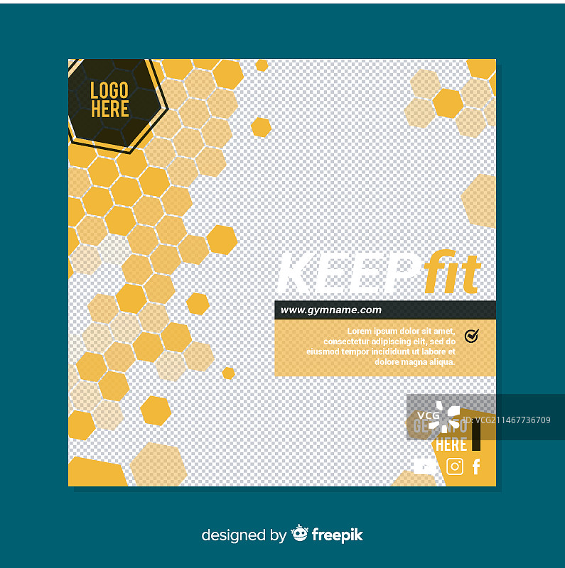带照片的健身房banner或方形宣传单模板图片素材
