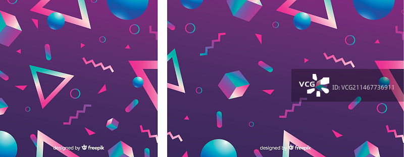 具有复古风格的80年代几何背景设计图片素材