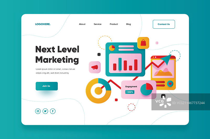 扁平风格在线营销着陆页图片素材