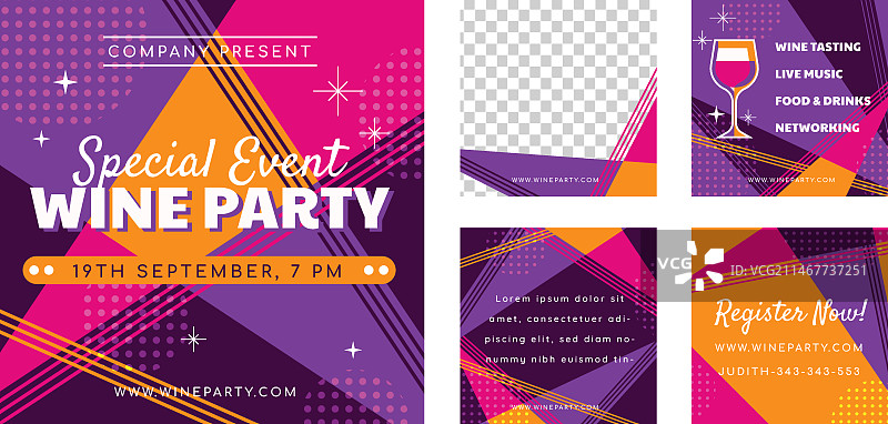 葡萄酒派对社交媒体Instagram帖子图片素材