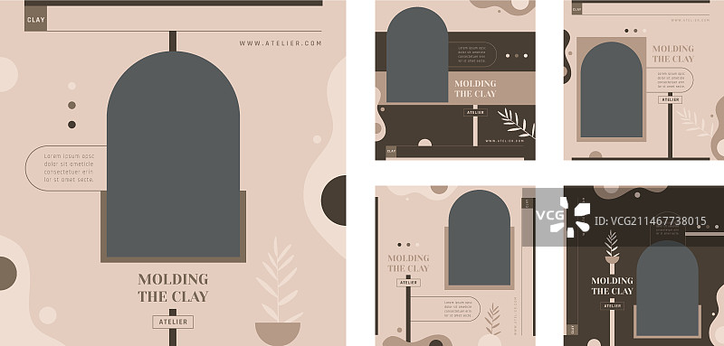 扁平风格陶艺工作室Instagram帖子图片素材