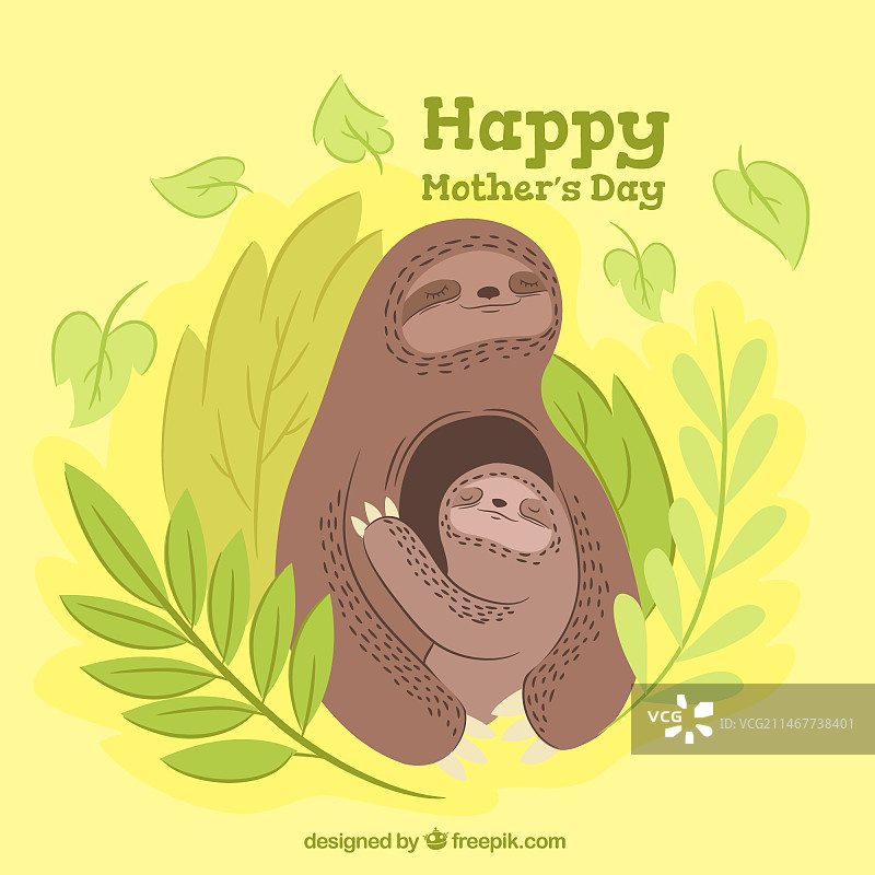 可爱的树懒母亲节背景图片素材