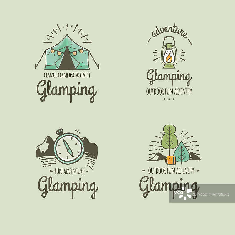 手绘豪华露营标志设计图片素材