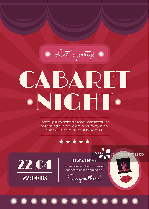 扁平风格歌舞表演之夜海报模板图片素材