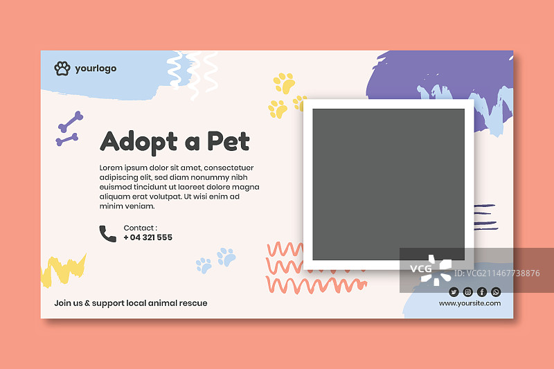 宠物领养banner模板，带照片图片素材
