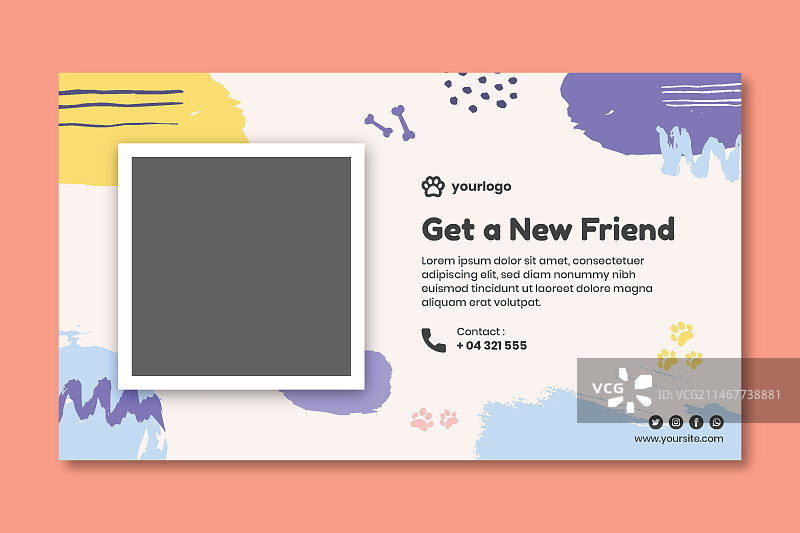 狗狗照片宠物领养banner模板图片素材