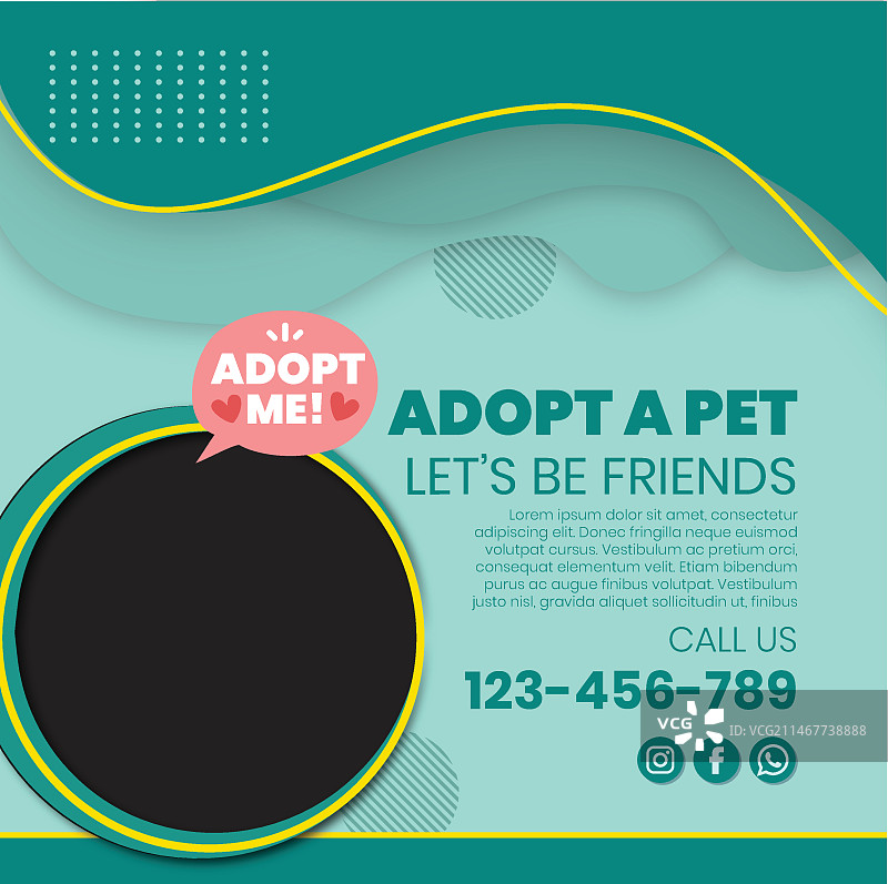 领养宠物方形宣传单图片素材