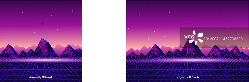 复古未来主义科幻景观背景，紫色图片素材