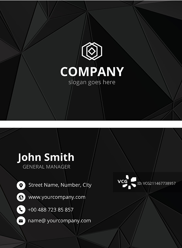 黑色名片模板，正反面设计图片素材