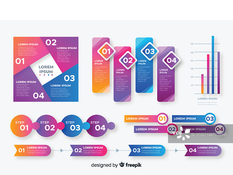 公司商务信息图表模板，信息图表元素组成图片素材