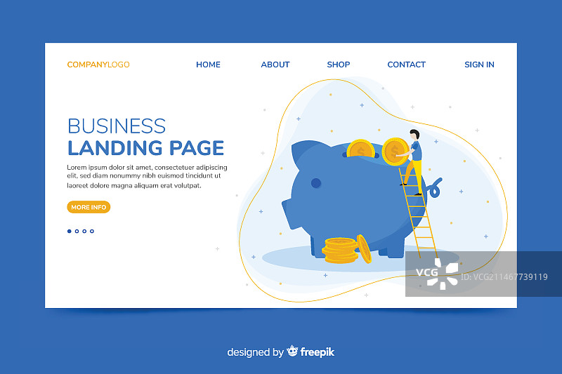 具有储蓄主题的企业着陆页Web模板图片素材