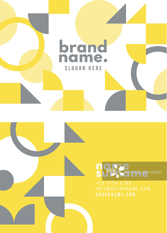 黄灰色抽象名片模板图片素材