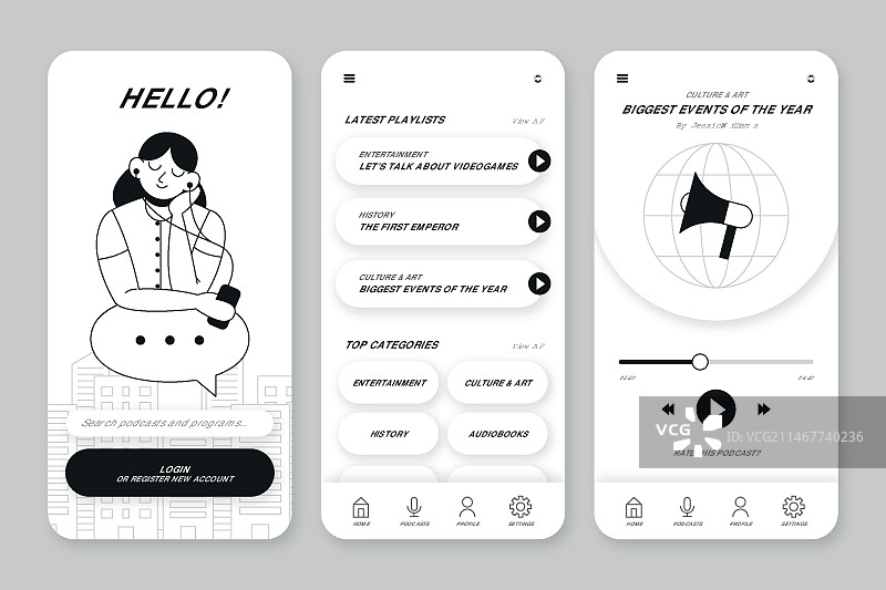 智能手机应用程序手绘无色合集图片素材