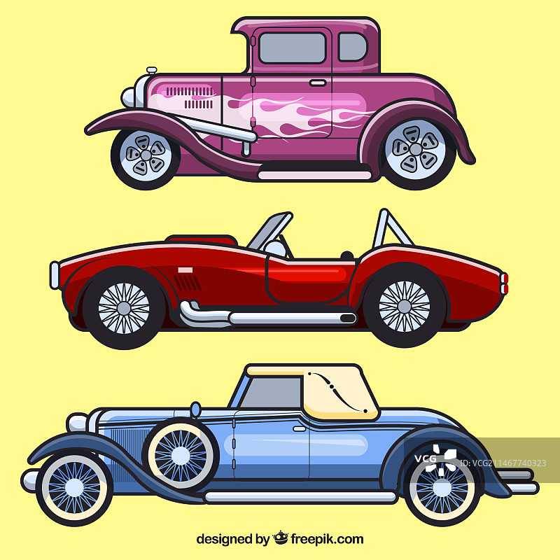 复古汽车轮廓合集图片素材