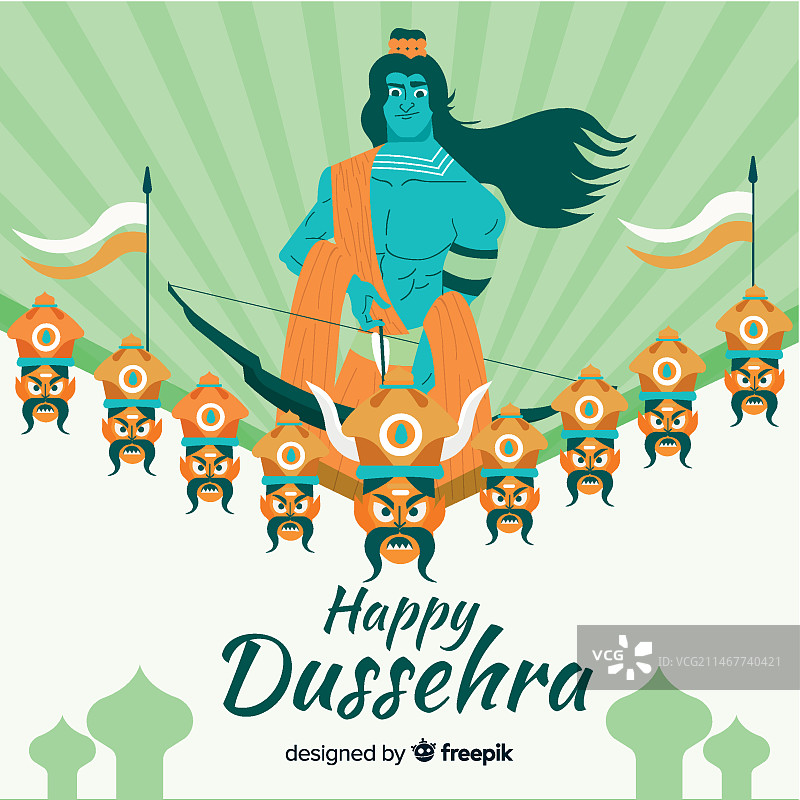 手绘风格的Dussehra节快乐背景图片素材