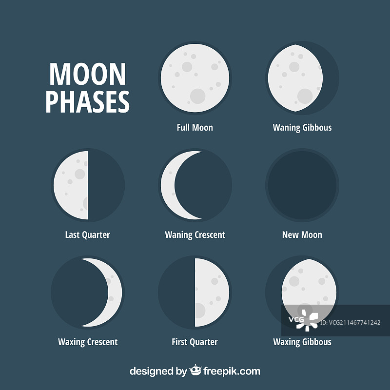 扁平月相合集图片素材