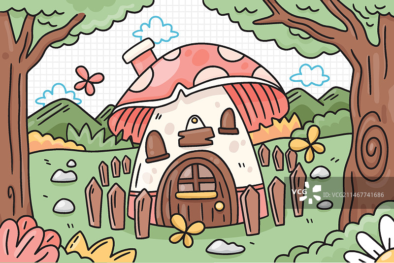 手绘魔法森林插画图片素材