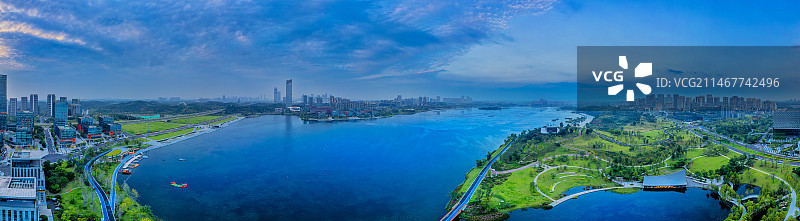 成都 天府新区 科学城 兴隆湖湿地公园 湖泊 中信书店 水上书店 国际城南 航拍 全景图片素材