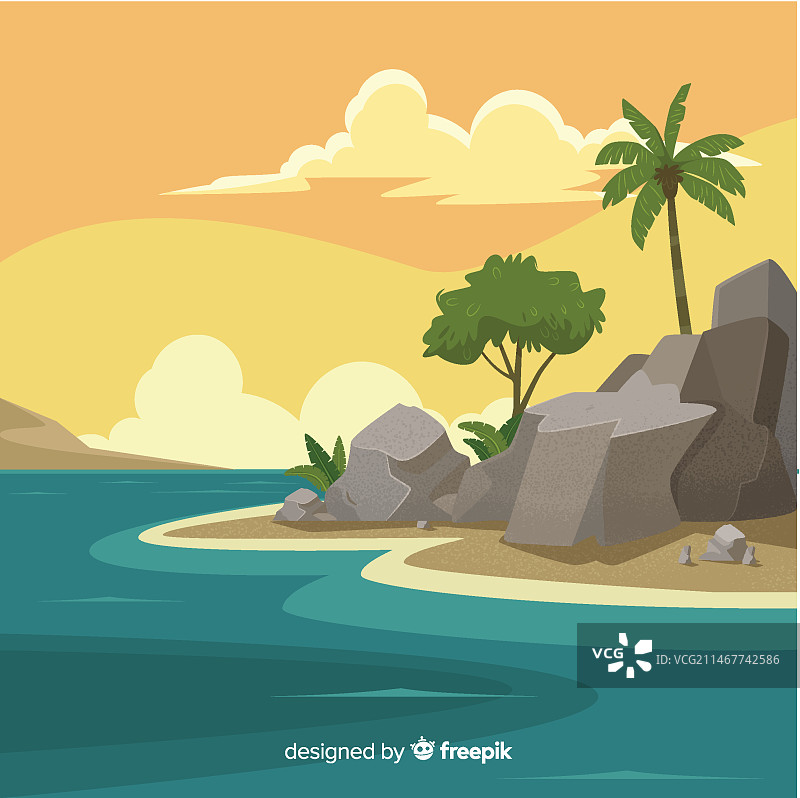 扁平风格自然风景背景图片素材