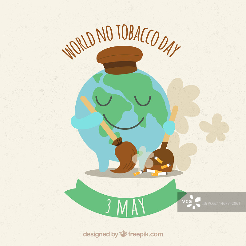 世界无烟日：地球扫除香烟背景图片素材