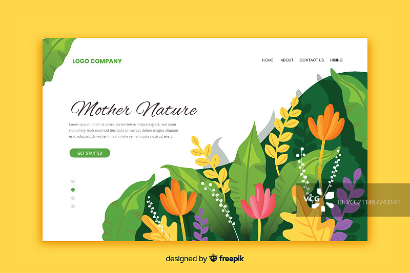 扁平风格自然主题着陆页模板图片素材