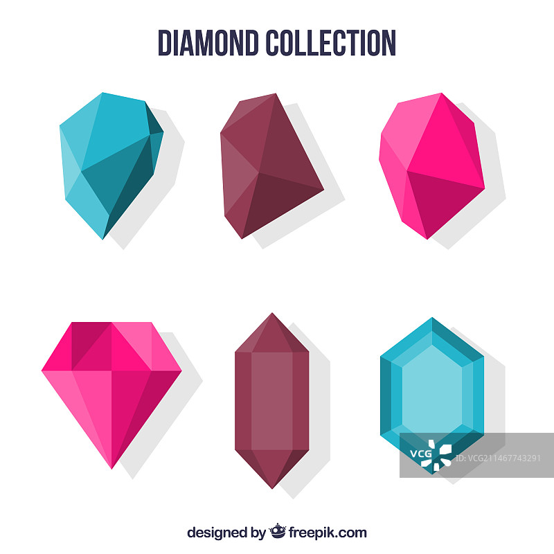 彩色扁平宝石合集图片素材