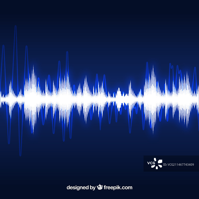 深蓝色背景上的明亮声波图片素材
