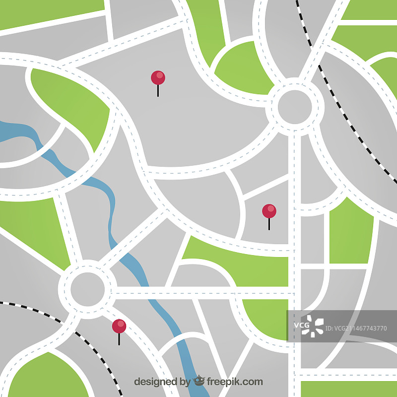 带有图钉背景的街道地图图片素材