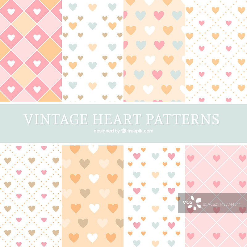 扁平设计风格的爱心图案合集图片素材