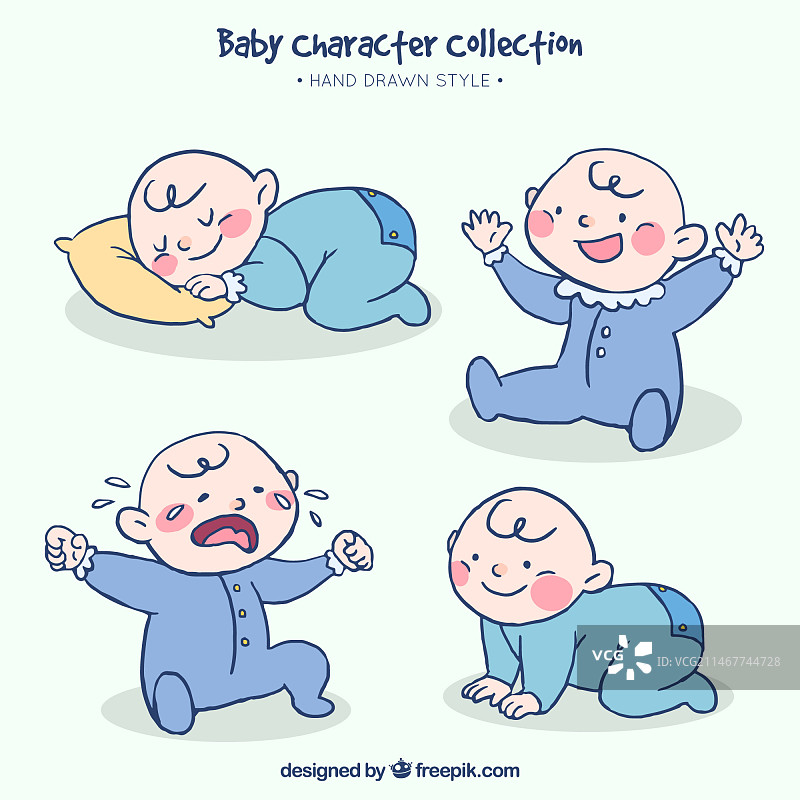 手绘婴儿动作素材图片素材