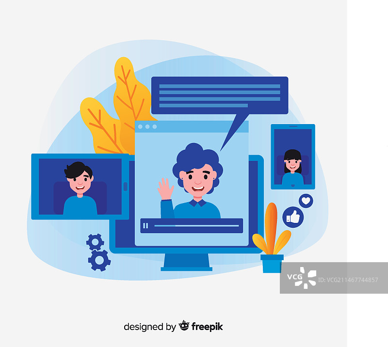 用于着陆页的视频会议概念图片素材