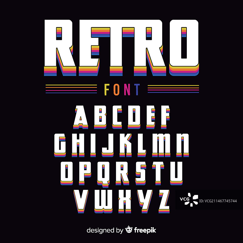 扁平风格复古字母模板图片素材