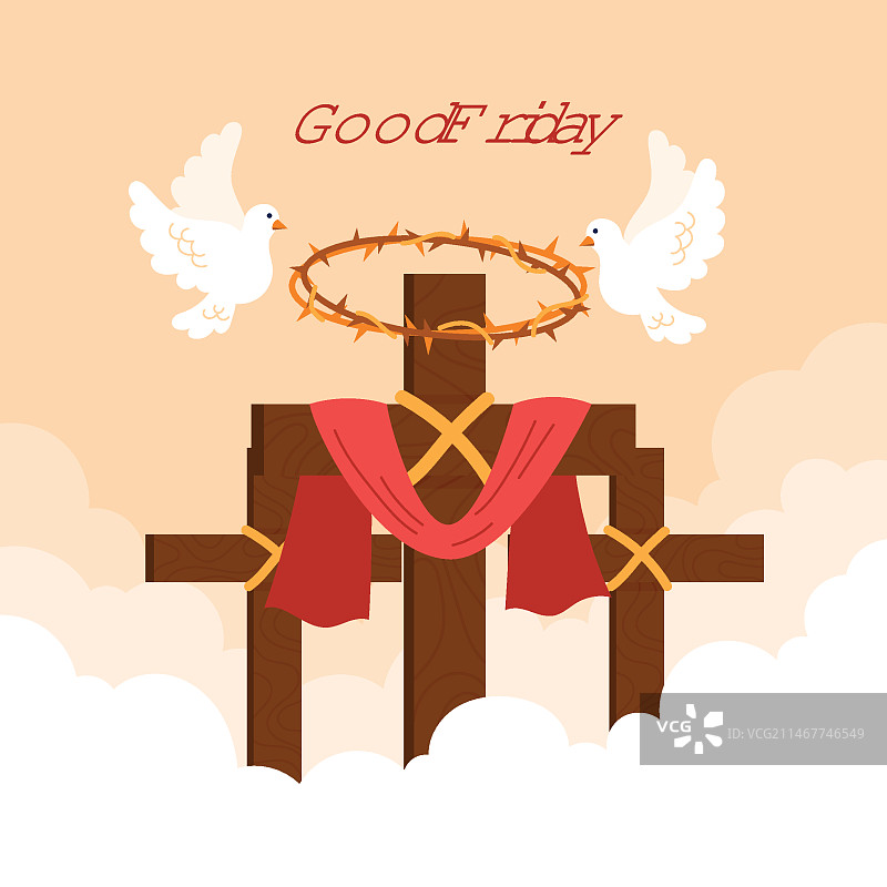 带有十字架的耶稣受难日插画图片素材