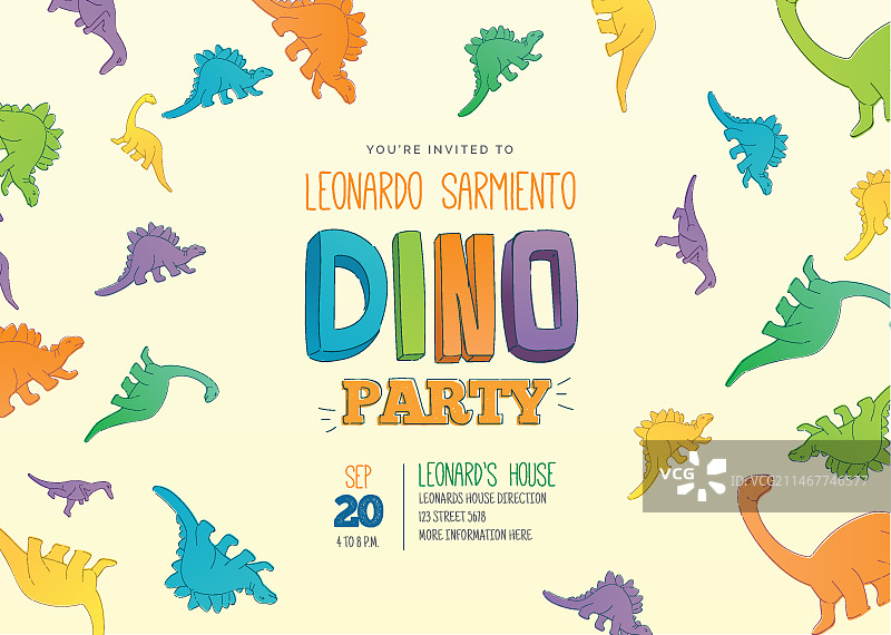 手绘生日邀请函模板图片素材