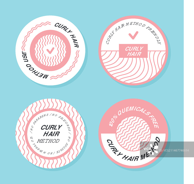 卷发方法徽章合集图片素材