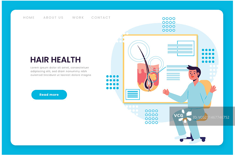 扁平手绘脱发治疗引导页图片素材