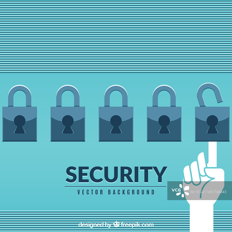 扁平化设计的带挂锁的安全背景图片素材