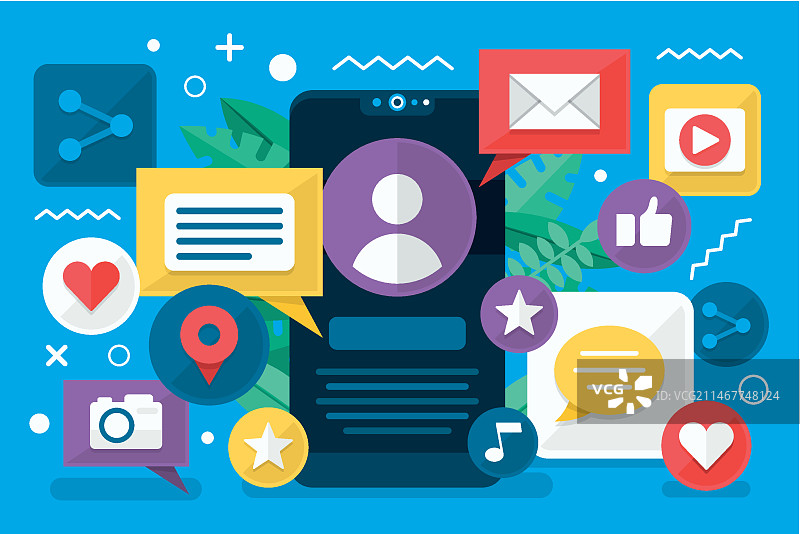 扁平风格社交媒体日插画图片素材