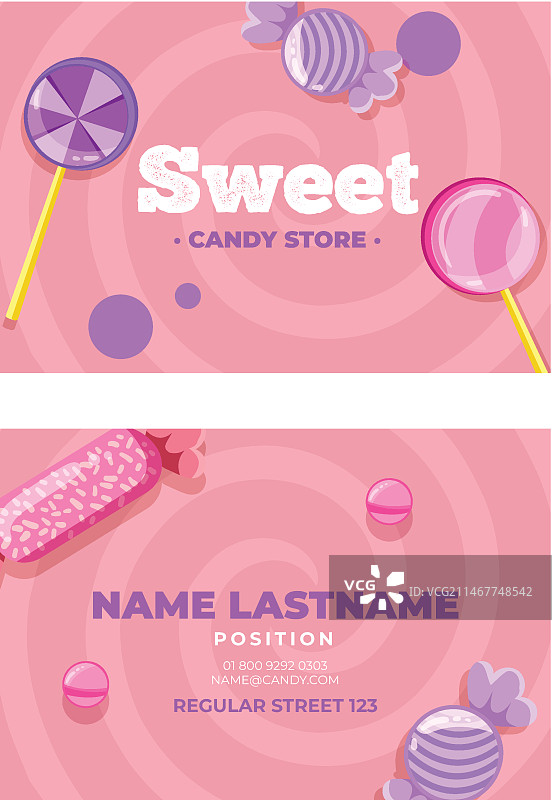 双面糖果水平名片模板图片素材