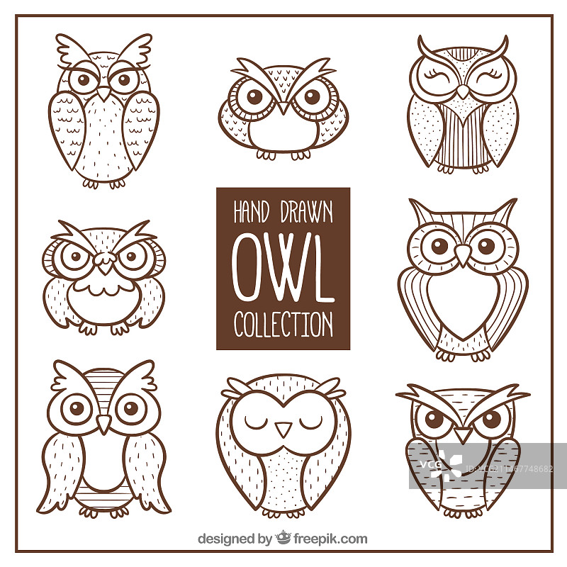 手绘猫头鹰合集图片素材