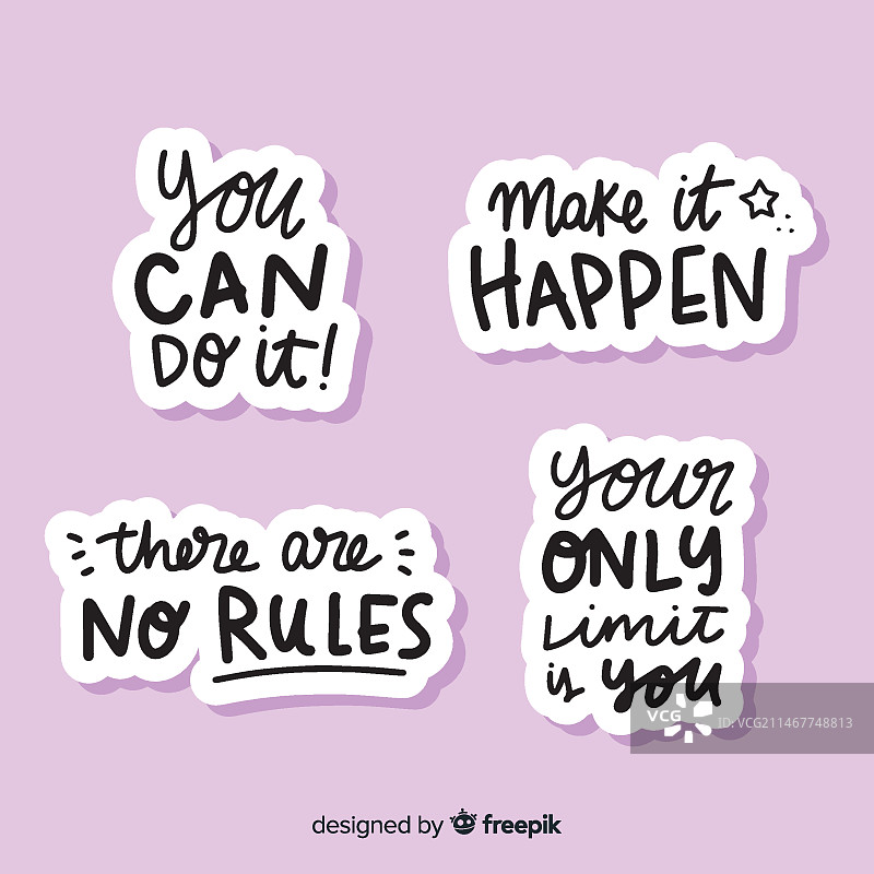 一组励志文字贴纸图片素材