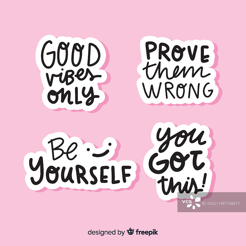 一组励志文字贴纸图片素材