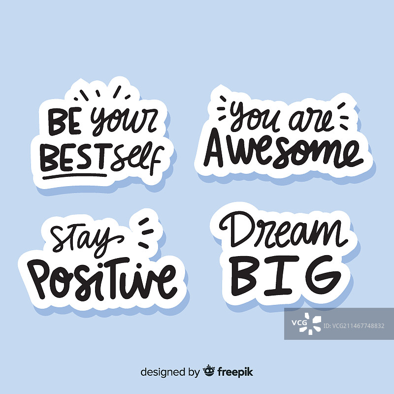 一组励志文字贴纸图片素材